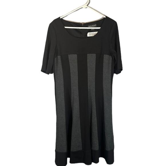 Jessica Howard Black & Gray Striped Short Sleeve Shirt Dress Women Sz 16 - Picture 1 of 8
